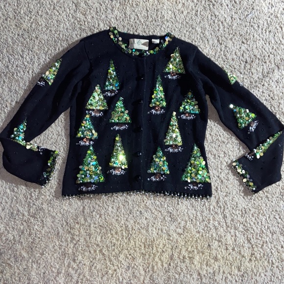 Vintage Design Options by Philip & Jane Gordon Christmas trees cardigan … - Picture 2 of 13